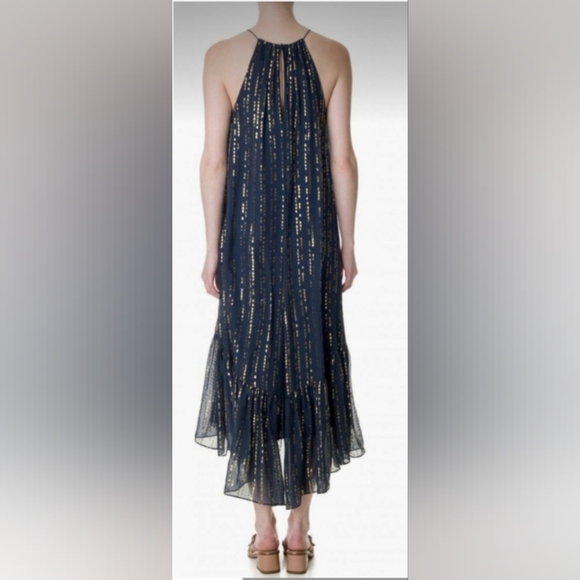 Tibi Metallic Gold Fil Coupe Maxi Dress 6 - Picture 4 of 8